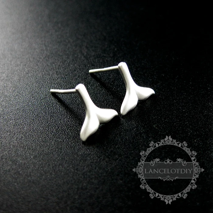 10mm Shark Tail Fish Tail Solid 925 Sterling Silver Fashion Earrings 