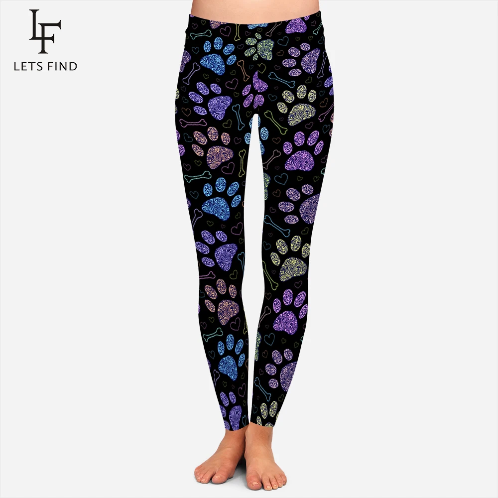 Fashion Colorful Dog Paws Printed Leggings Women Girl Sexy Fitness Legging High Quality Comfortable Workout Leggings Plus Size