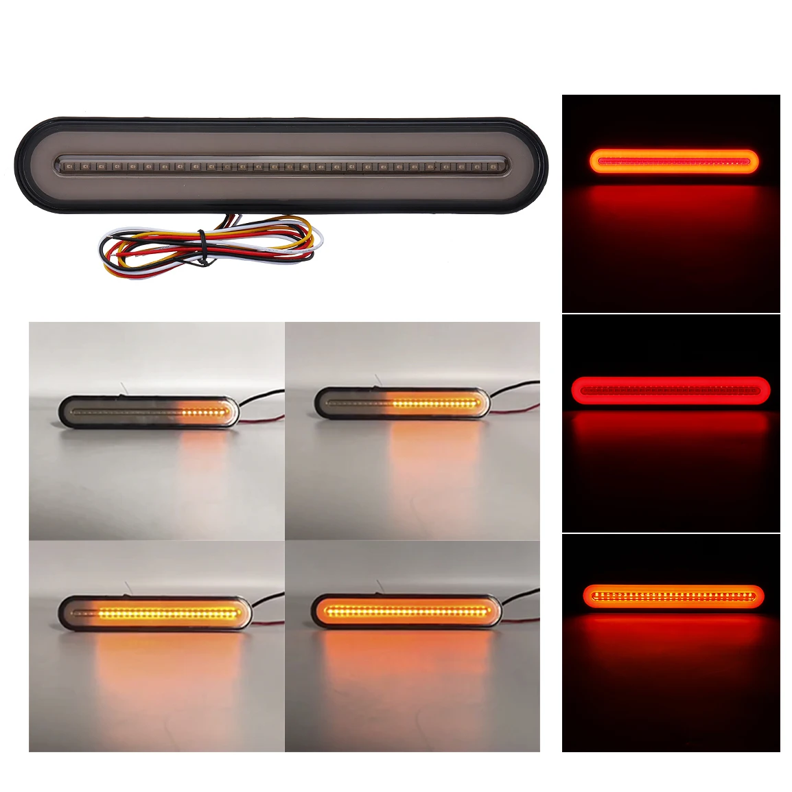 1/2/4PCS 3 in 1 Neon LED Trailer Truck Brake Light Waterproof Tail Brake Stop Light Flowing Turn Signal Lamp 12-24V