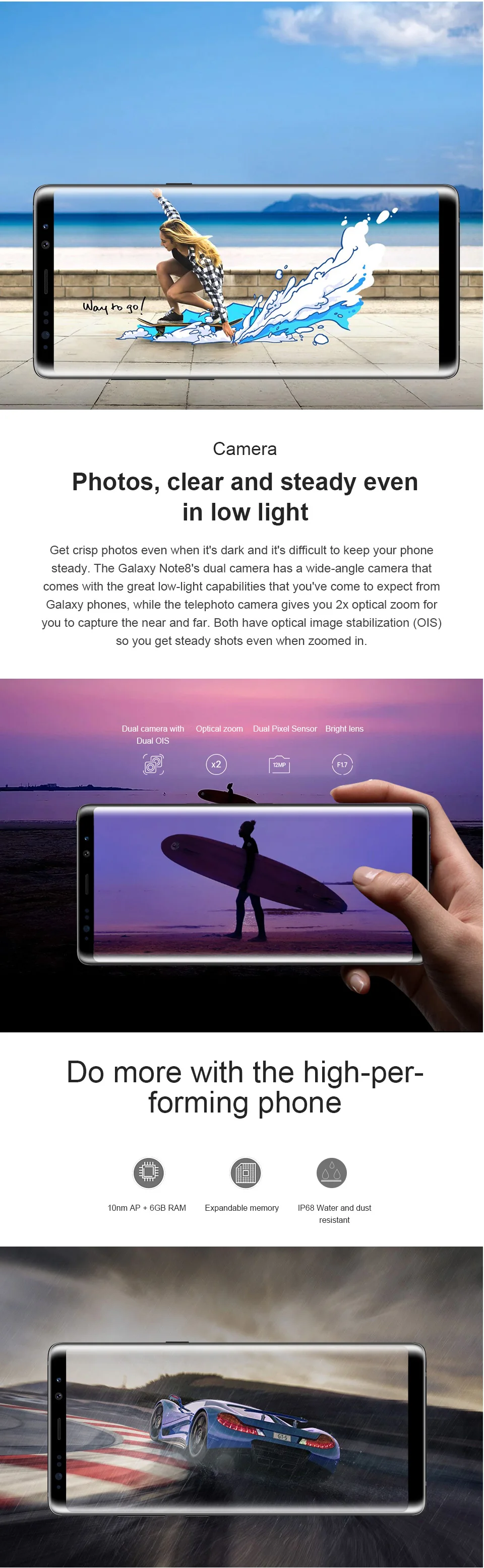 Оригинальный samsung Galaxy Note 8, 6 ГБ ОЗУ, 64 Гб ПЗУ, 6,3 дюймов, Восьмиядерный, двойная задняя камера, 12MP 3300 мАч, разблокированный смартфон
