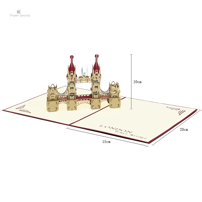 Красный Лондонский мост ручной работы лазерная резка карты оптом 3D всплывающие пользовательские поздравительные открытки на день рождения подарочные открытки - Цвет: 3050-R