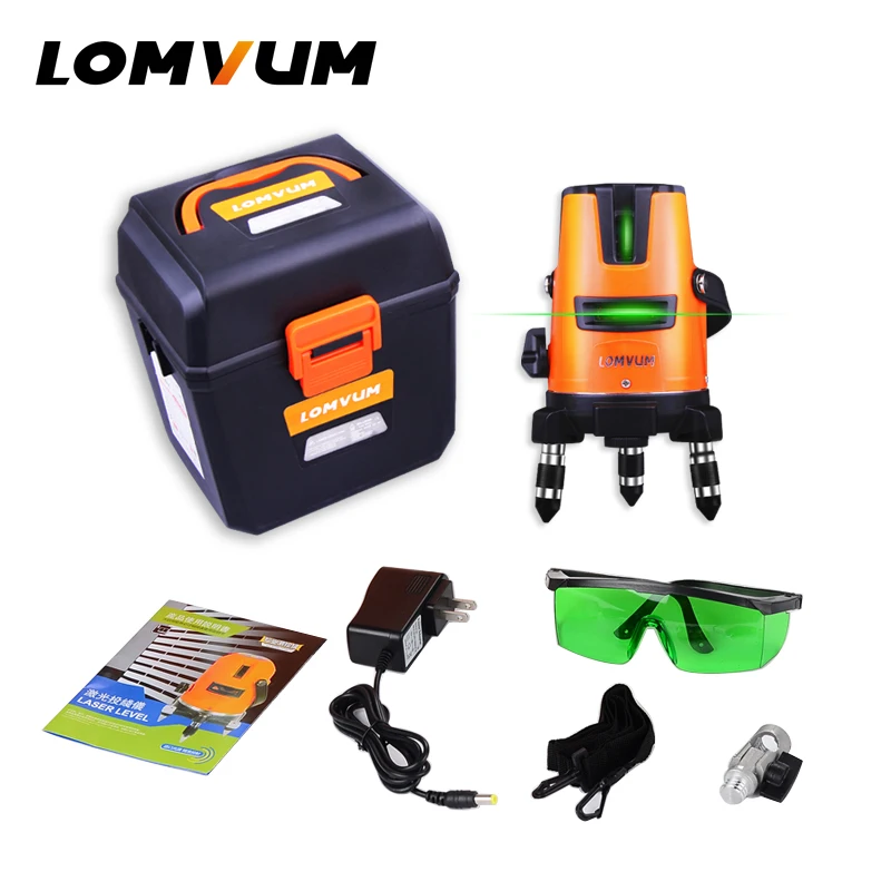 

LOMVUM 3Lines 4points Laser Level Self-Leveling 360 Horizontal Vertical Cross Super Green Beam slash functional Line laser