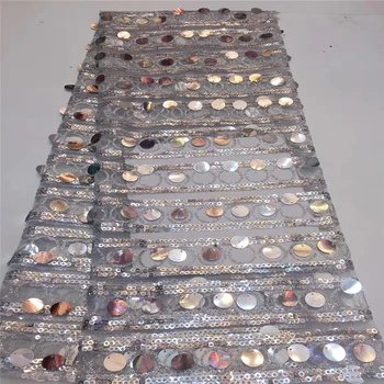 

Tollola African Lace Fabric 2019 High Quality Lace 3D Flower Lace Fabric Beautiful Silver Sequin Lace For Nigerian Wedding Dress