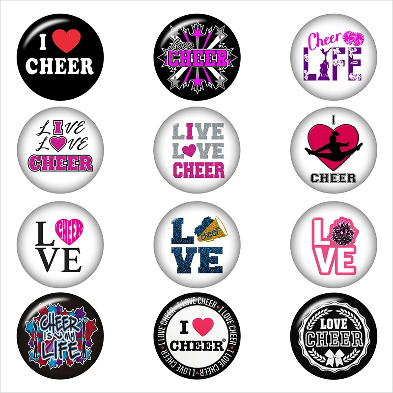 Хит продаж модные LIVE LOVE CHEER 12 шт. кнопки Круглый фото стекло кабошон демо с плоской