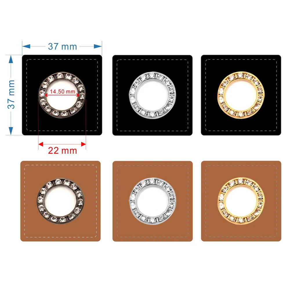 30 шт./лот 37 мм квадратный черный/коричневый искусственная кожа пришить значки патч этикетки+ 22 мм Металл латунь стекло стразы люверсы