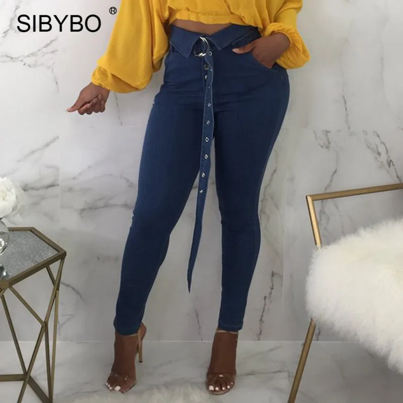 Sibybo Autumn Sexy Elastic Bodycon Jeans Women High Waist Button Pencil Pants Legging 2018 Female Casual Bandage Denim Trousers Sibybo Autumn Sexy Elastic Bodycon Jeans Women High Waist Button Pencil Pants Legging 2018 Female Casual Bandage Denim Trousers