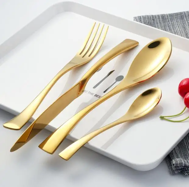 Роскошные стильные столовые приборы набор столовых приборов из нержавеющей стали 304 кухонная посуда включает нож вилка ложка 3 цвета
