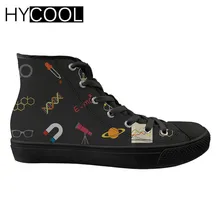HYCOOL парусиновая обувь с высоким берцем; Цвет Черный; женская прогулочная обувь с научным принтом; спортивная парусиновая обувь; Женская Весенняя обувь