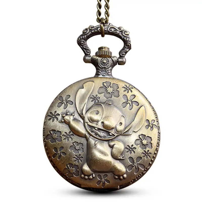 

Animation Lilo & Stitch Pocket Watch Chains Vintage Quartz Pocket Watches Steampunk Pendant Kids Gifts Reloj De Bolsillo