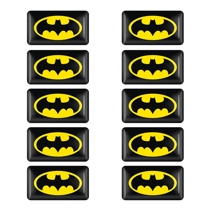 10Pcs 3D Batman Decorative Stickers Notebook Motor Stickers Decal Fridge Waterproof Sticker for Car Steering wheel Emblem