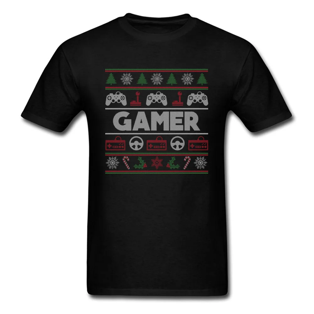 Gamer Ugly Christmas Sweater Tops Shirt 2018 Newest Crewneck Casual Short Sleeve 100% Cotton Men T-shirts Casual Tee Shirts Gamer Ugly Christmas Sweater black