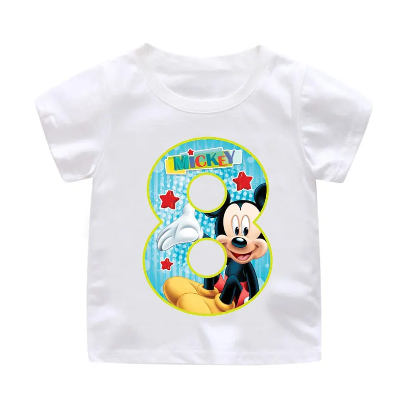 ZSIIBO Birthday T-shirt Boy Girl Letter Cartoon Mouse Print Summer short sleeve O-neck Tees Children clothing Kids tops CX6L102 - Цвет: Bai08