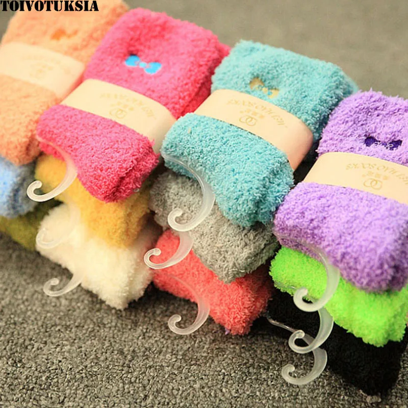 

3306 Free Shipping! 12 Colorful Warm Fuzzy Socks for Christmas Socks with Beautiful Embroidery Design for Ladies
