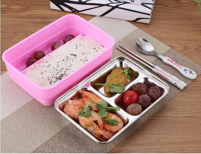 Мультфильм посуда Для Детей Контейнеры С Отсеки Lunchbox Набор Из Нержавеющей Стали Для Хранения Продуктов Питания Школьников Подарок