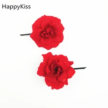 HappyKissNew/аксессуары для волос для девочек, заколки для волос с цветком пиона, шелковые заколки, украшения для детей, милые заколки для волос для невесты, красная роза
