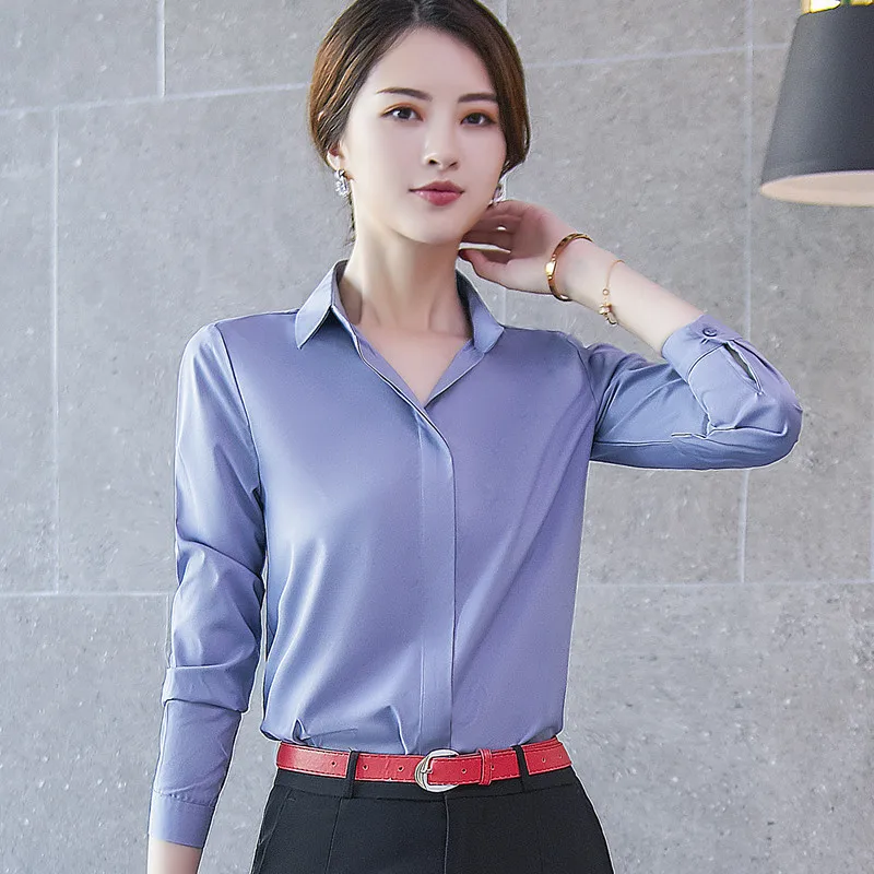 Профессиональная шифоновая рубашка женская элегантная новая темпераментная с длинным рукавом Тонкая Блузка Офисная Женская размера плюс топы для работы