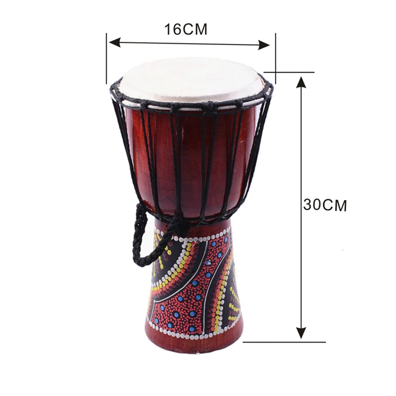 Djembe барабанщик перкуссия 6 дюймов Классическая живопись деревянный Африканский стиль ручной барабан для продажи мембраны с узором