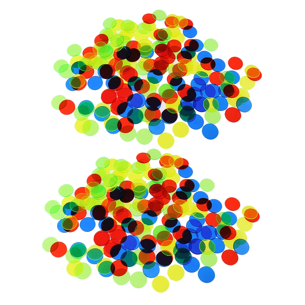 MagiDeal 200x Count Bingo Chip Markers Bingo Game Cards Parts Accessory Mixed Color Board Game Counters Board Game