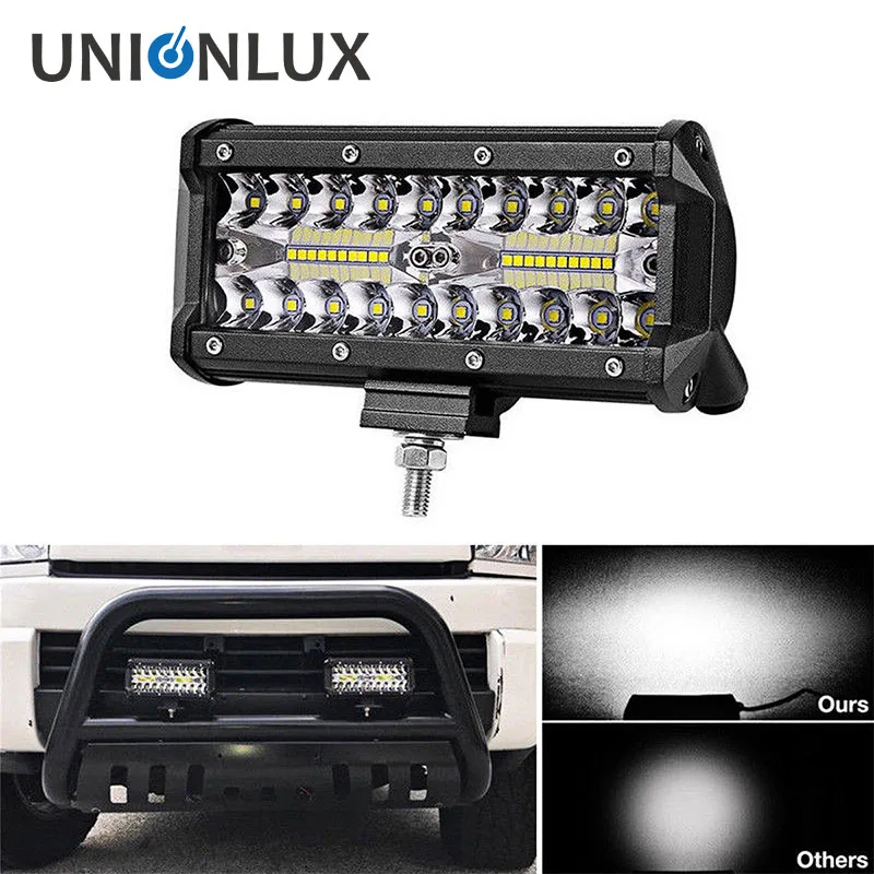 

Tri Rows 7inch 120w LED work light bar combo beam car Driving lights for Off Road truck 4WD 4x4 motorcycle 12V 24V auto fog lamp