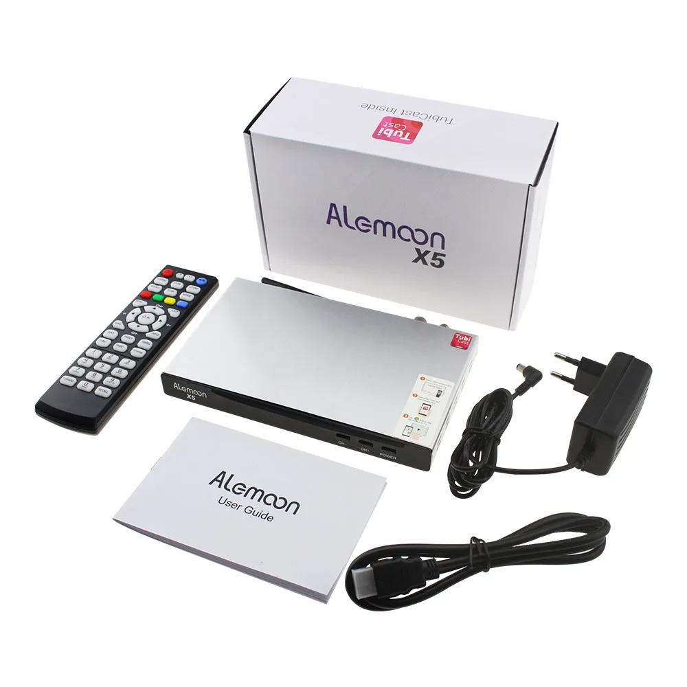 ALEMOON X5 DVB-S2/T2/C комбинированный декодер спутниковый приемник литье 4K H.265+ 1 год Европа Испания Польша Италия Португалия CCcam Cline