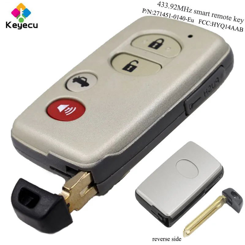 

KEYECU Replacement New Remote Key- 4 Buttons 433.92MHz- FOB for Toyota Avalon Carmy 2007-2009 P/N:271451-0140-Eu FCC ID:HYQ14AAB