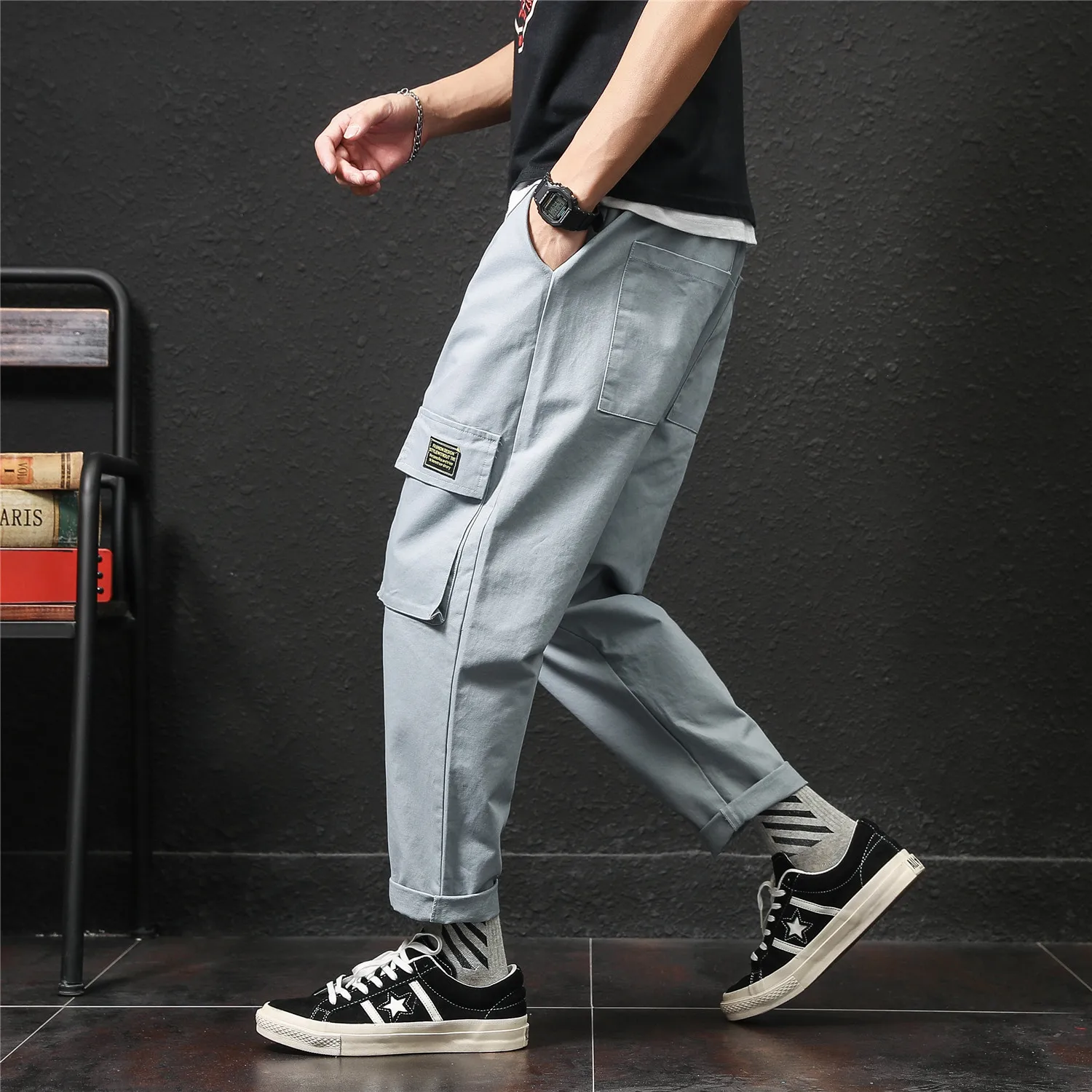 5XL 4XL размера плюс мужские мешковатые брюки-карго Techwear городская уличная одежда мужские модные брюки с несколькими карманами брюки до щиколотки XXXXXL