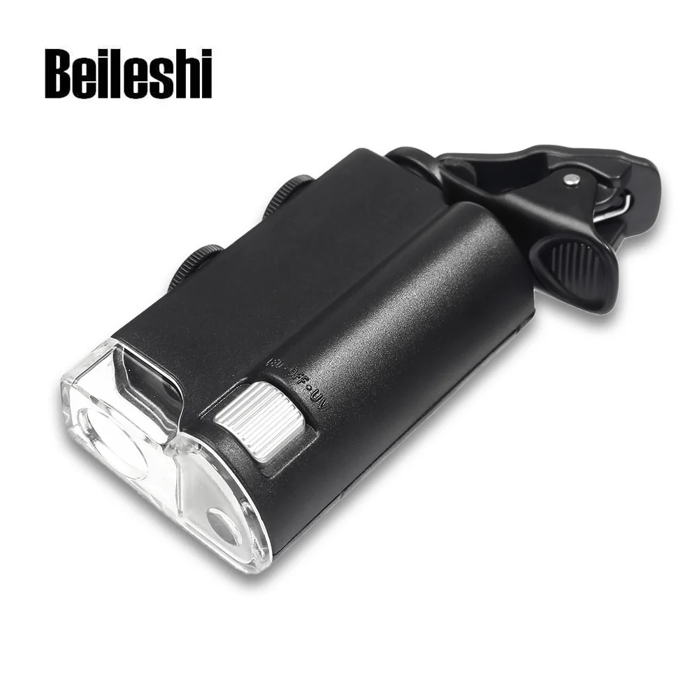 

Beileshi 60 - 100X LED Adjustable Cellphone Clip-On Microscope With Currency-Detecting Function Portable LEDs Microscope