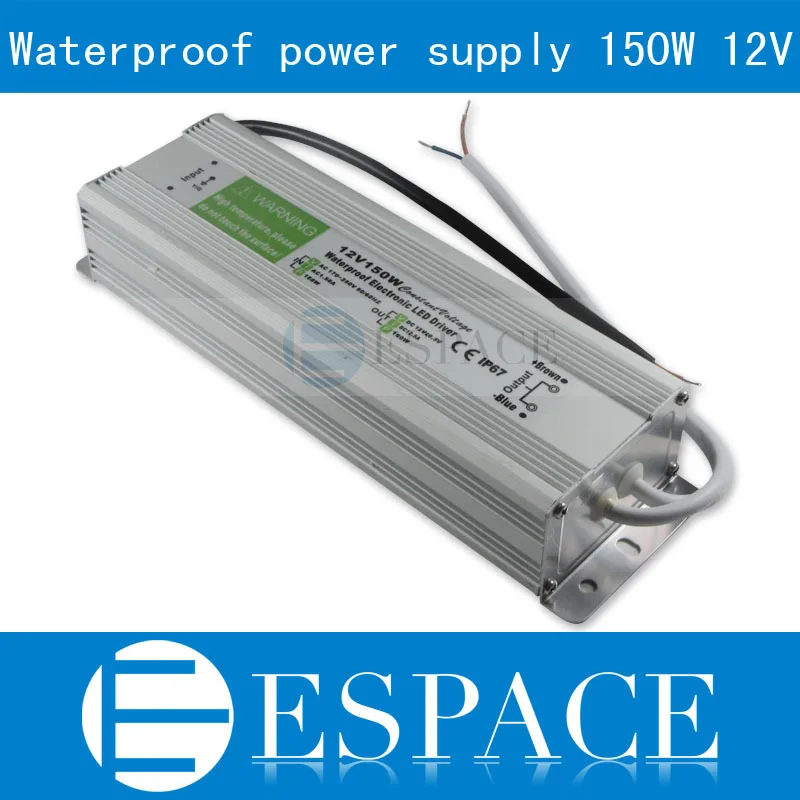 

10piece/lot IP67 12V 12.5A 150W AC100-240V Input Electronic Waterproof Led Power Supply/ Led Adapter 12V 150W free fedex