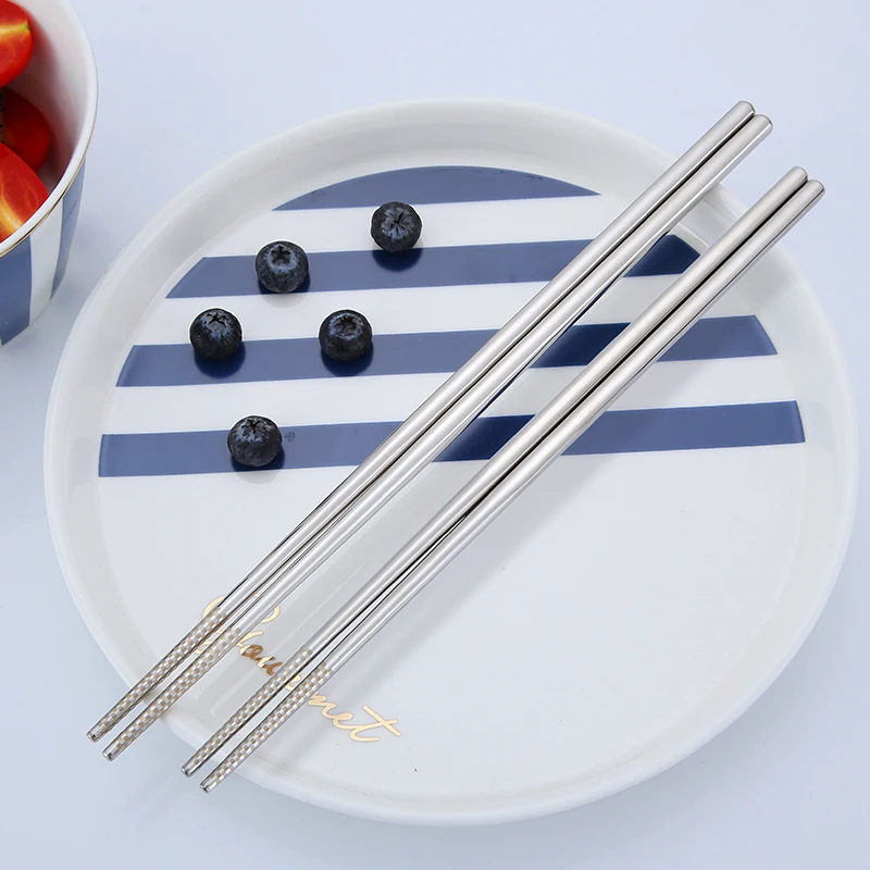 304 нержавеющая сталь посуда палочки для еды бытовые металлические квадратные полые палочки для еды 1 пара
