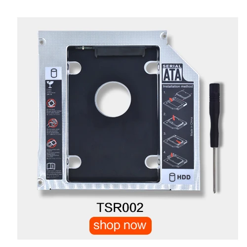 TISHRIC Универсальный алюминиевый пластиковый 2-ой HDD Caddy 12,7 мм SATA3.0 CD-ROM 7-12,5 мм 2," SSD чехол для жесткого диска для ноутбука