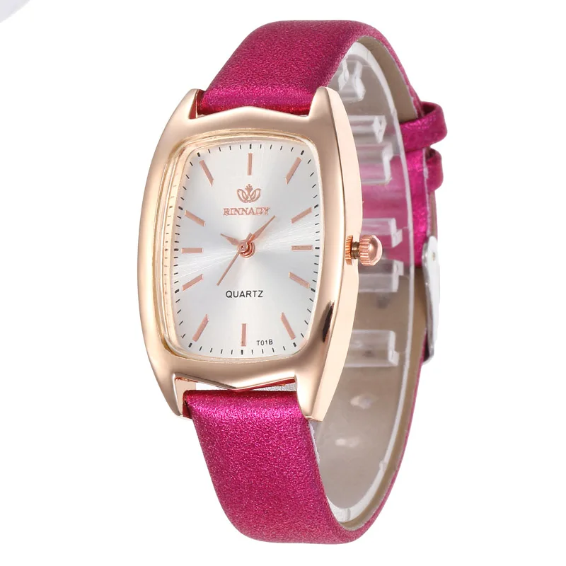 WJ-8552 Brand Leather Watch Luxury Classic Wrist Watch Fashion Casual Rectangular Quartz Wristwatch Clock Women Unisex Watches - Цвет: Розовый