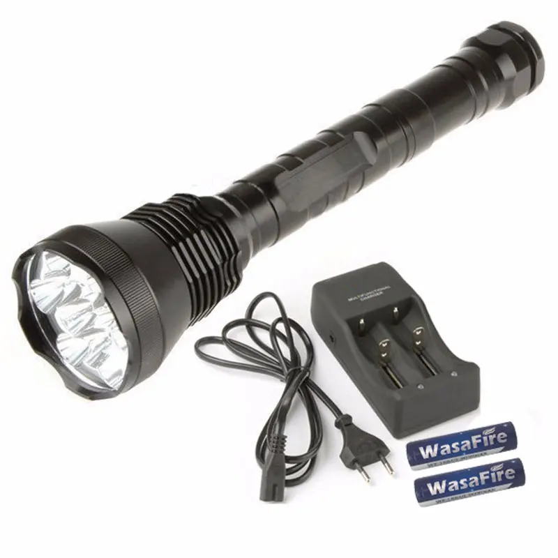 

New self-defense LED Flashlight LED light have Battery and Charger 13000LM XM-L 12T6 12x battery 18650 rechargeable batteries