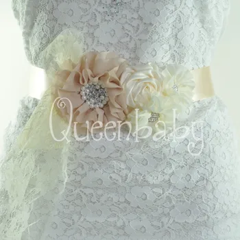 

10PCS/Lot Chiffon Flower Sash Belt Flowergirl Sash Maternity Sash