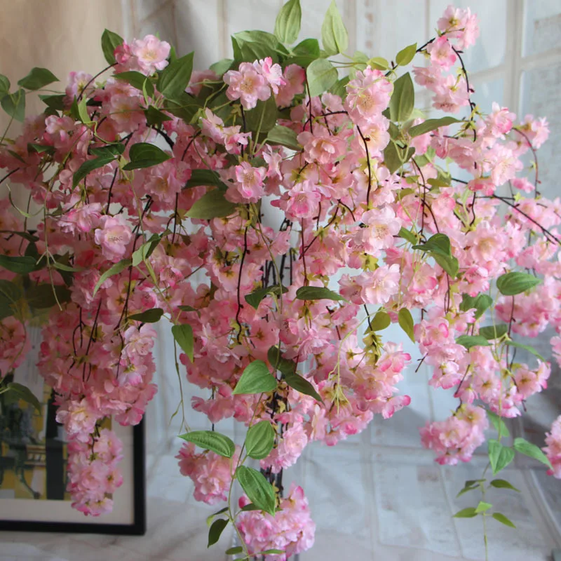 140CM Natural vertical silk cherry blossom for wedding decoration DIY