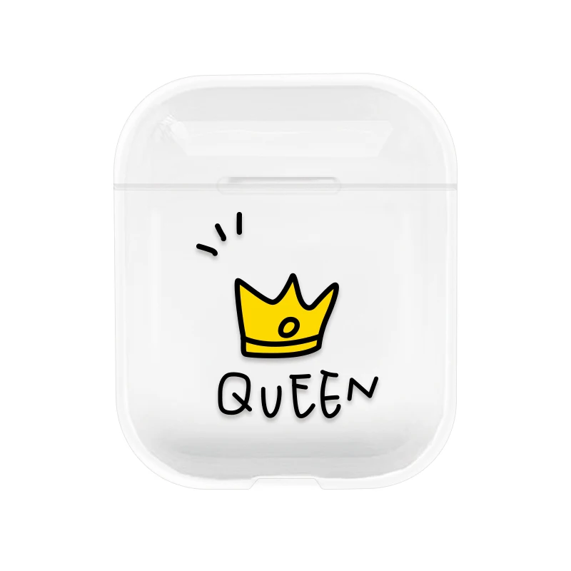 Queen King для Airpods чехол мультфильм защитный жесткий чехол прозрачный беспроводной чехол для наушников для iphone чехол для наушников s - Цвет: 01