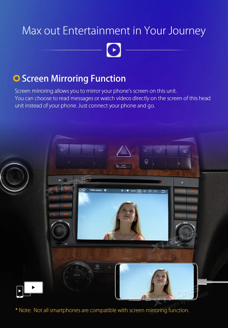 Clearance XTRONS 7" Android 8.0 Radio GPS Car DVD Player for Mercedes Benz W209 W203 C270 C280 C300 C320 C350 32 AMG W463 G350 G500 G55 12