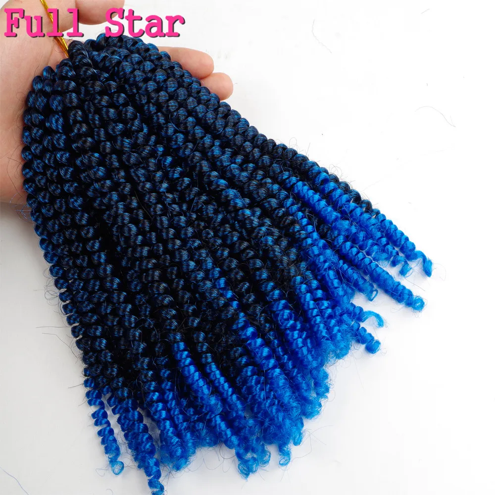 

Full Star Fluffy Spring Twist Hair Extensions Black Brown Burgundy Ombre Crochet Braids Synthetic Braiding Hair 8'' 110g