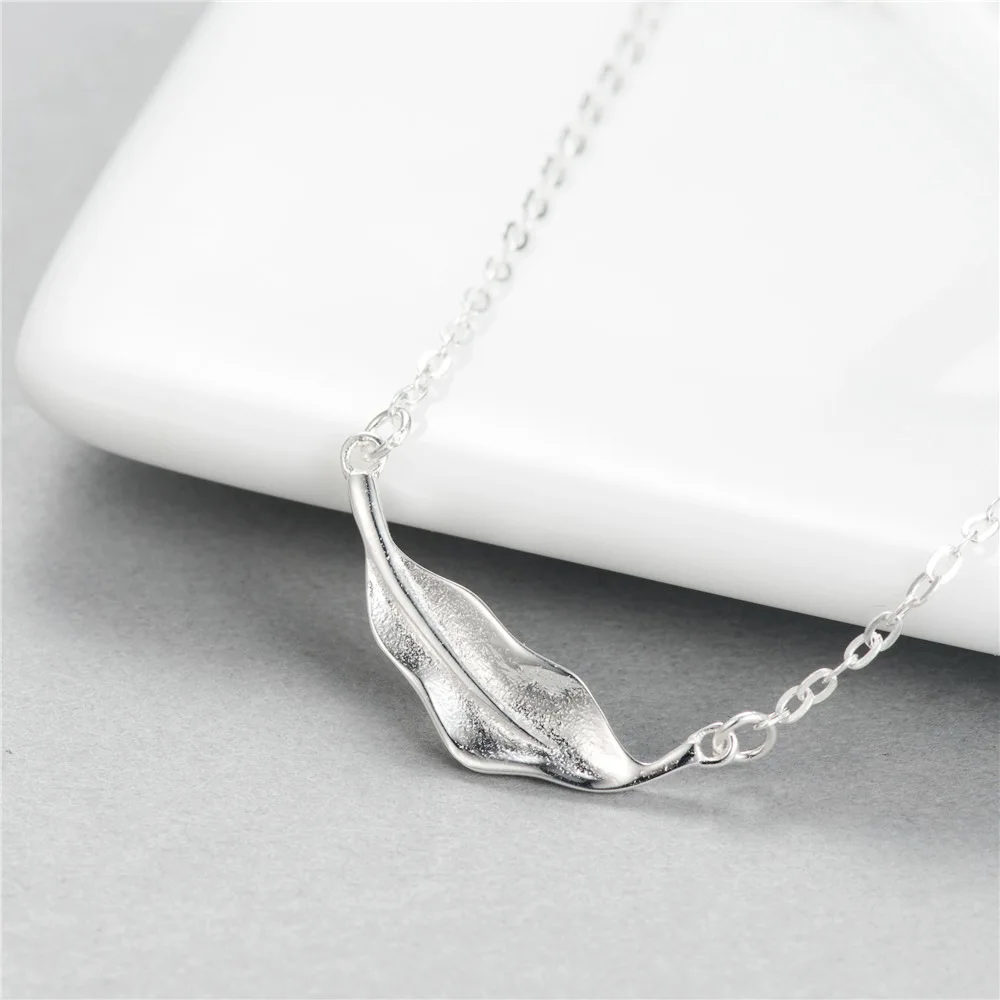 original leaf women 100% 925 Sterling silver nacklace Jewellery Clavicle chain pendant charms chocker