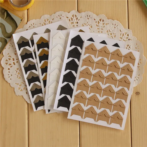 

24 pcs (1 sheets) DIY Photo Album Scrapbook Corner Sticker Photo Albums kraft Paper Stickers for Photo Albums Frame Decoration