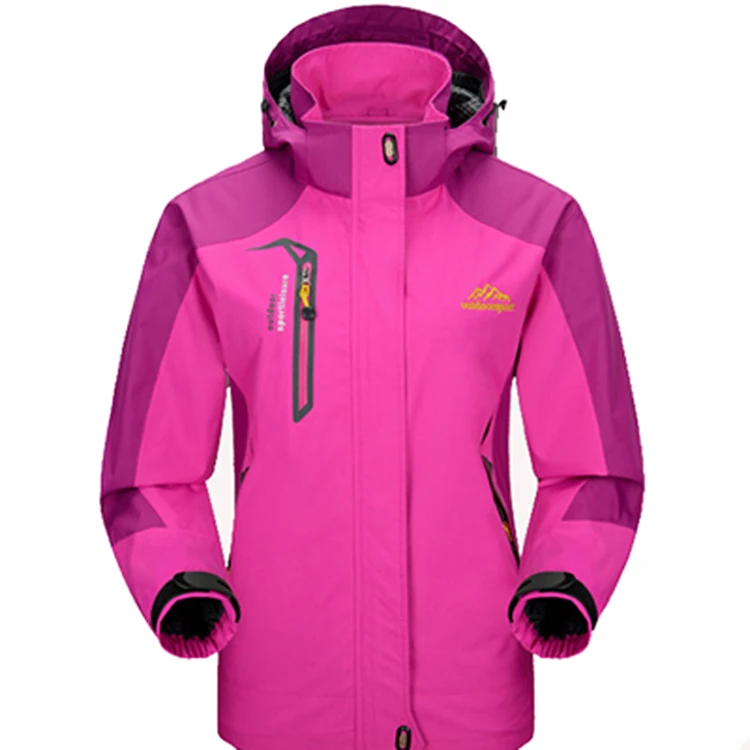 Mountainskin 5XL мужские куртки водонепроницаемые весенние пальто с капюшоном для мужчин и женщин верхняя одежда армейская однотонная Повседневная брендовая мужская одежда, SA153 - Цвет: Women Rose Red