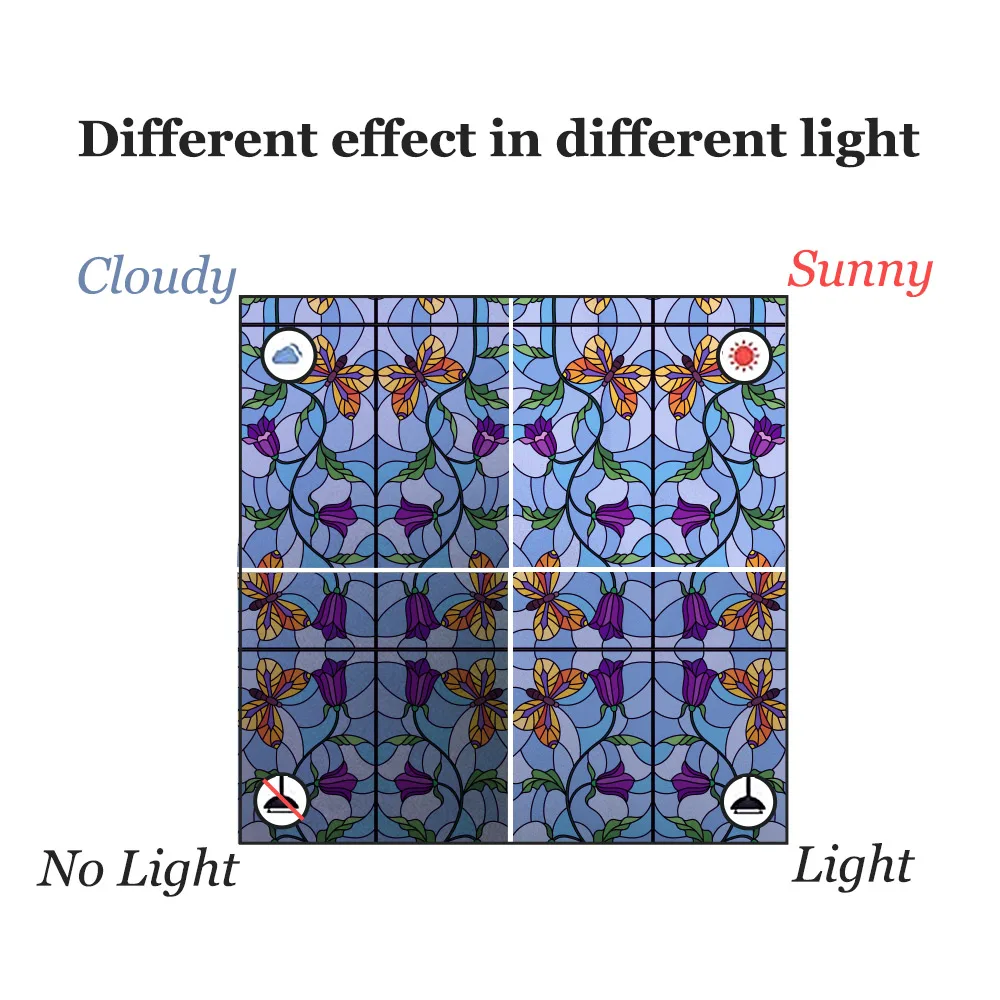 Витражная плёнка на стекла, окна статическое окно Стикеры Стекло пленка Стикеры конфиденциальности домашний Декор Декоративные 45/90x200cm17. 7/35. 4x78. 7in