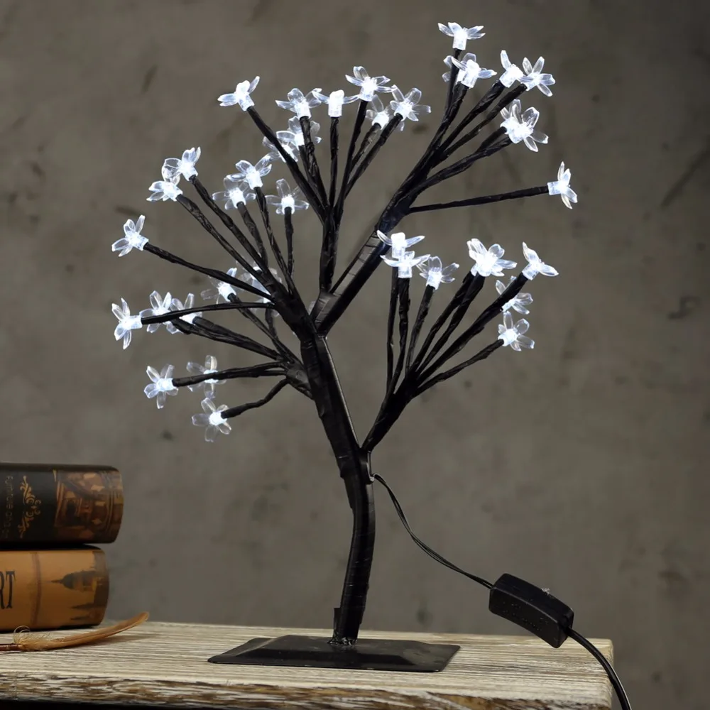 

40cm LED Crystal Cherry Blossom Tree Light Indoor Table Lamp Desktop Luminaria Night light for Fairy Wedding Bedroom Decoration