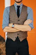 2016 vintage formale reale abbildungen braunem tweed weste männer wolle weste männer hochzeit Slim Fit Westen Heißer Verkauf Anzug Weste Männer Plus Größe