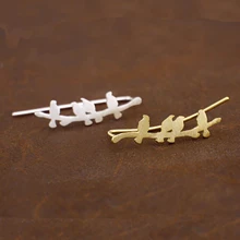 Ушной альпинист гусеничный обруч серьги 925 пробы Серебряные Матовые птичьи ветки ушные куртки женские u-образные серьги-гвоздики подарок