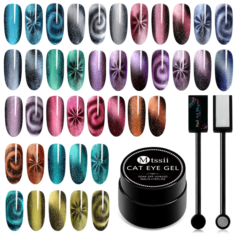 

Mtssii Magnetic 5D Cat Eye UV Gel Nail Polish Set Magnet Laser Nail Art Varnish Starry Sky Jade Effect Soak Off UV Gel Lacquer
