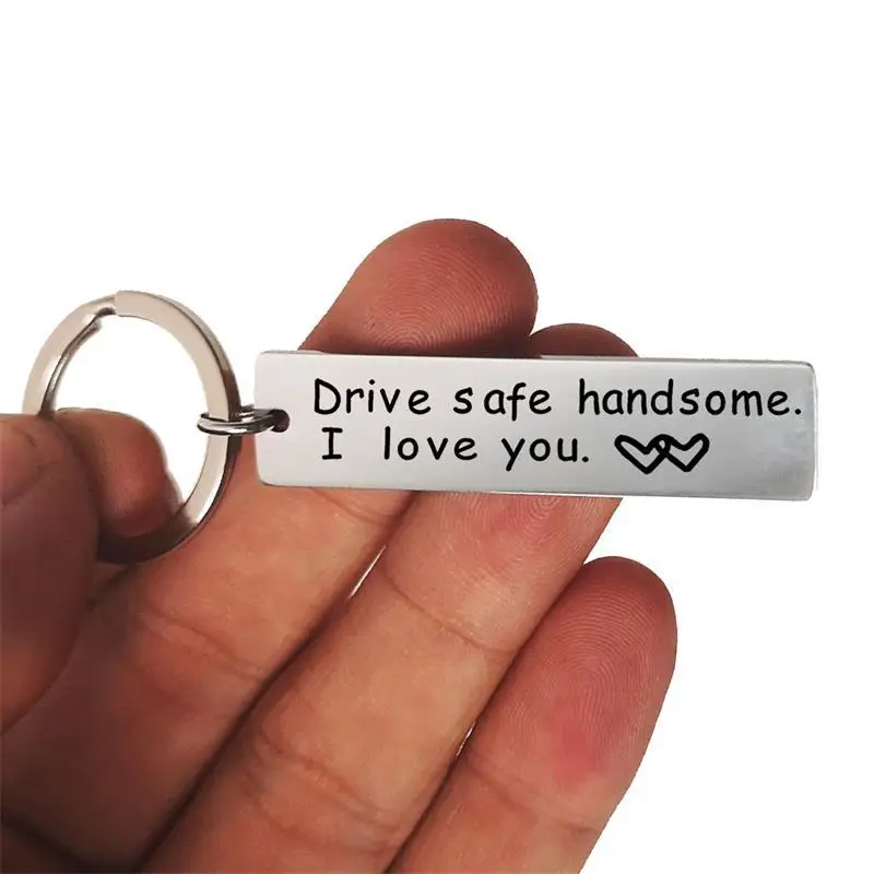 

Custom Fashion Keyring Gifts Engraved Drive Safe I Need You Here With Me Keychain Couples Boyfriend Girlfriend Jewelry Key Chain