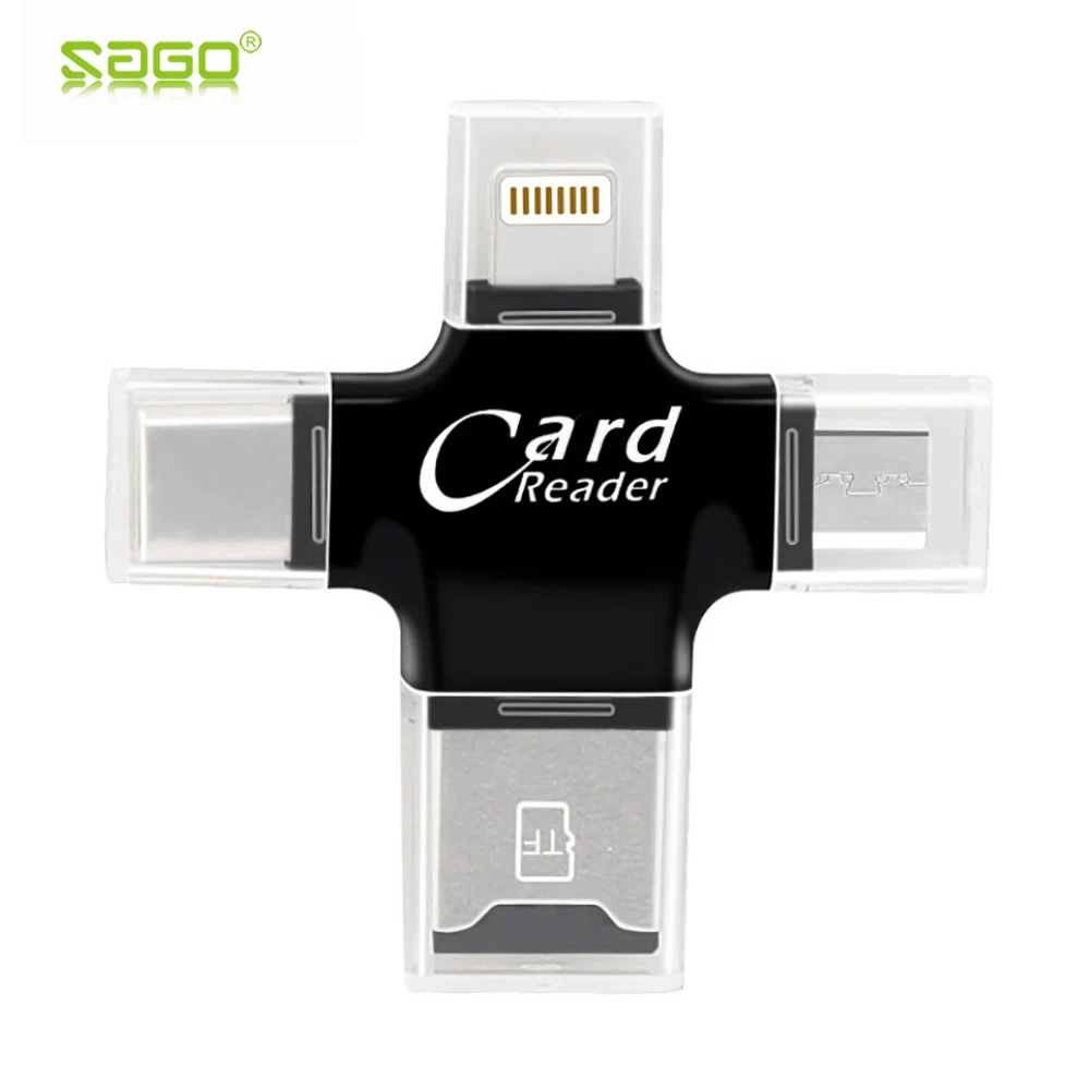 

4 in 1 Card Reader Type C Micro usb adapter Micro SD Card Reader Lightning Card Reader for iPhone 8/ iPad Smart OTG Card Reader