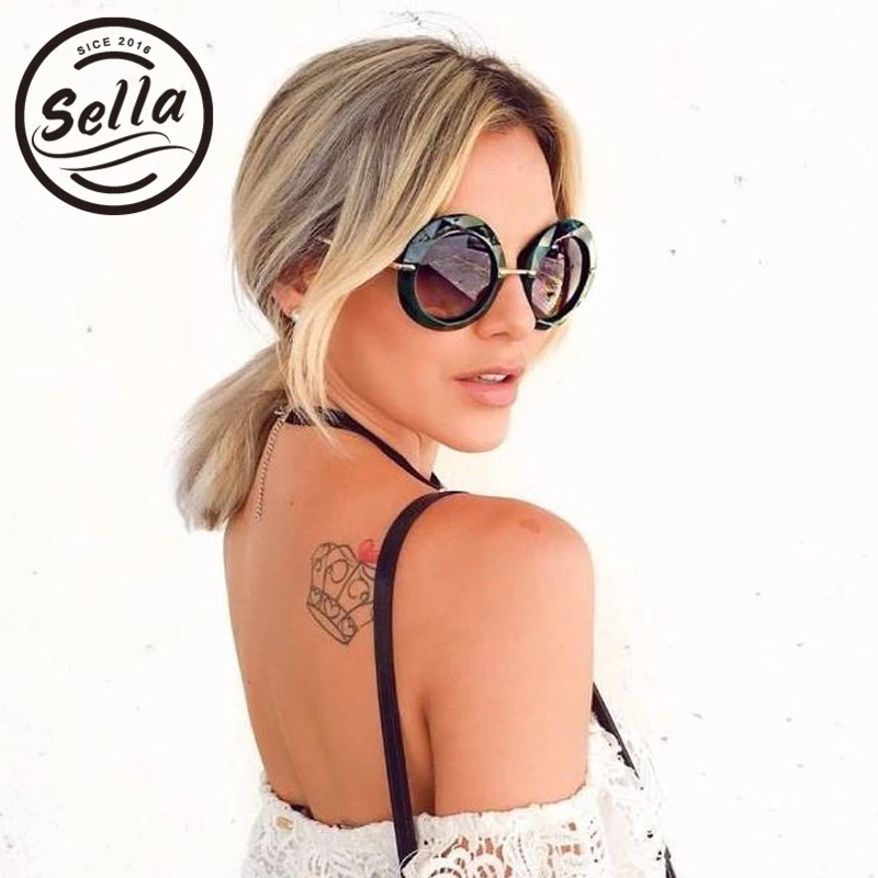 

2018 Fashion Women Oversized Round Sunglasses Brand Designer Retro Classic Transparent Frame Polygon Ladies Sun Glasses UV400