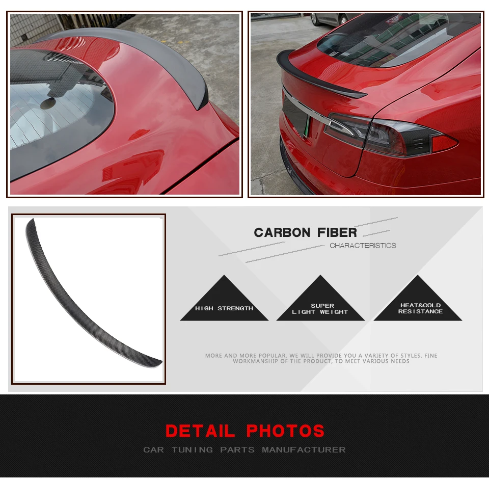 Rear Spoiler For Tesla Model S Sedan 4-Door 2012 - 2019 Rear Trunk Boot Spoiler Wing Trim Sticker Carbon Fiber FRP Matte Gloss car hood