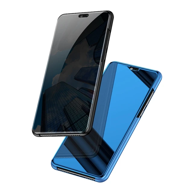 Clear View Mirror Smart Case For Huawei Y6 Y9 2018 Flip Leather Stand Cover For Enjoy 8E 8 Y5 7S Honor 7A Y7 Prime 2018 Cases